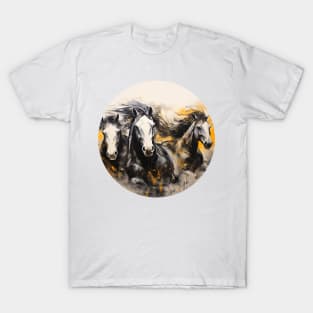 Fantasy horses in motion, Abstract drawing T-Shirt